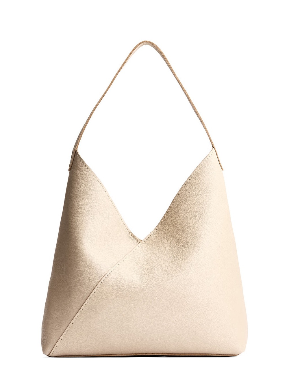Portland Leather Pebbled Bone Cream Oversized Shoulder Hobo Bag - Picture 4 of 7